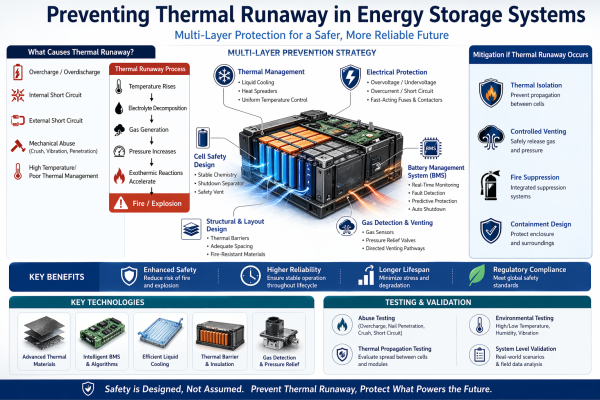 Preventing Thermal Runaway in Energy Storage Systems: Strategies for Safer High-Energy Applications