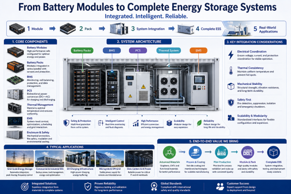 From Battery Modules to Complete Energy Storage Systems: System Integration for Real-World Deployment