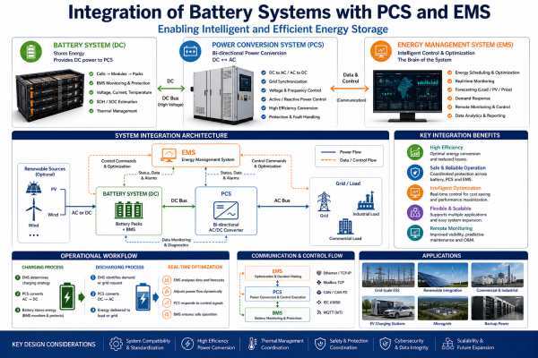 Integration of Battery Systems with PCS and EMS: Enabling Intelligent and Efficient Energy Storage