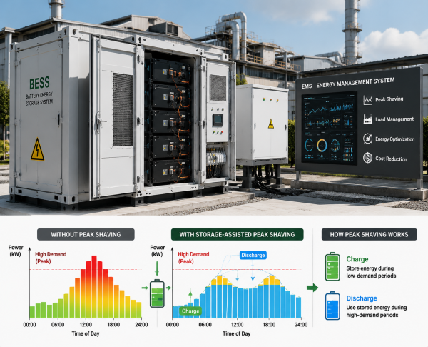 Industrial Load Management with Storage-Assisted Peak Shaving