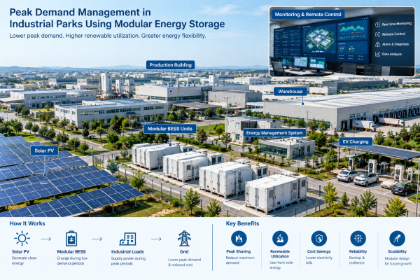 Peak Demand Management in Industrial Parks Using Modular Energy Storage