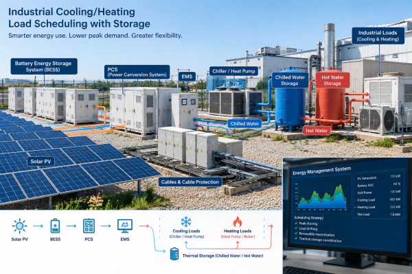 Industrial Cooling/Heating Load Scheduling with Storage